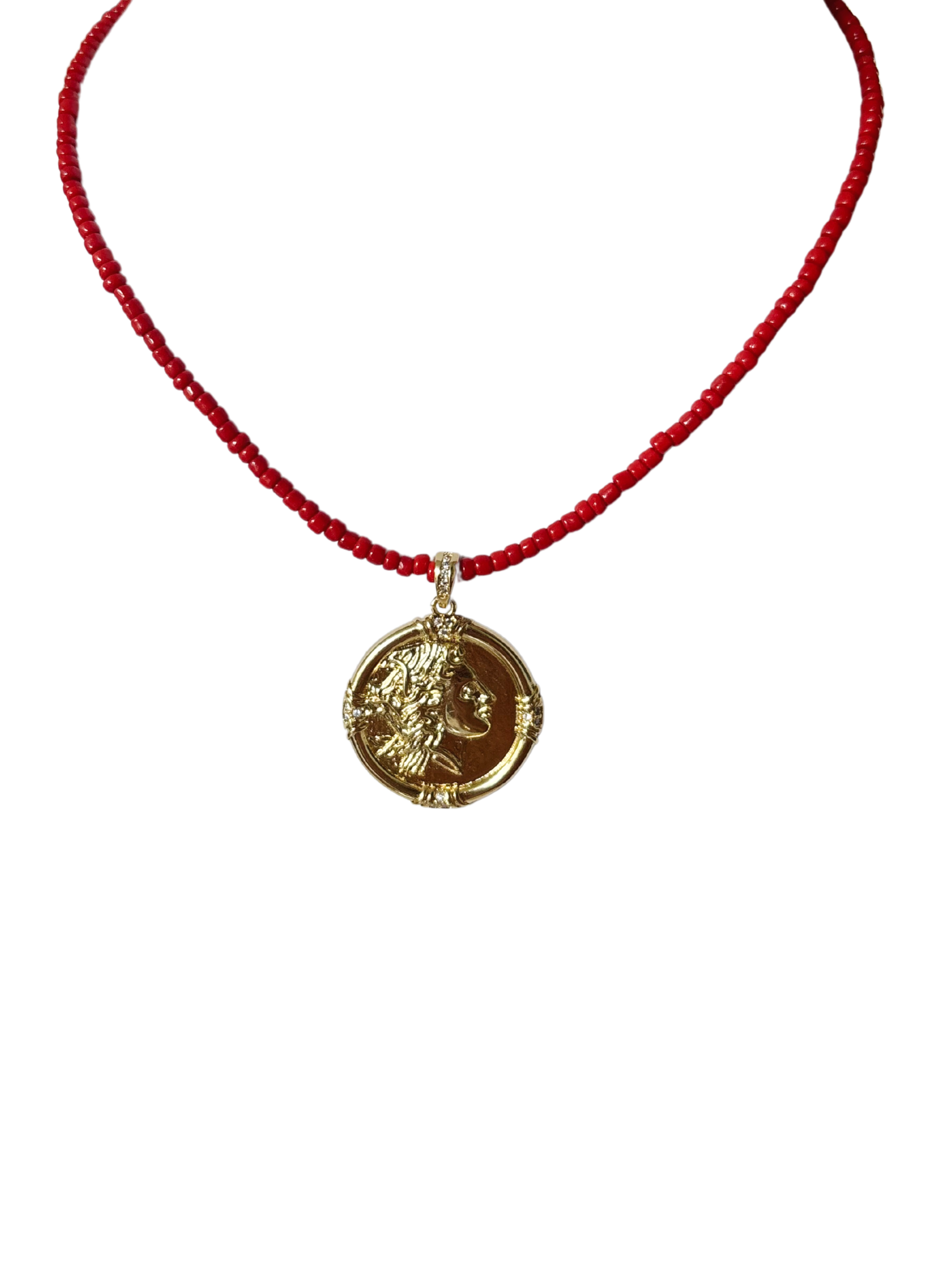 Red beads with coin
