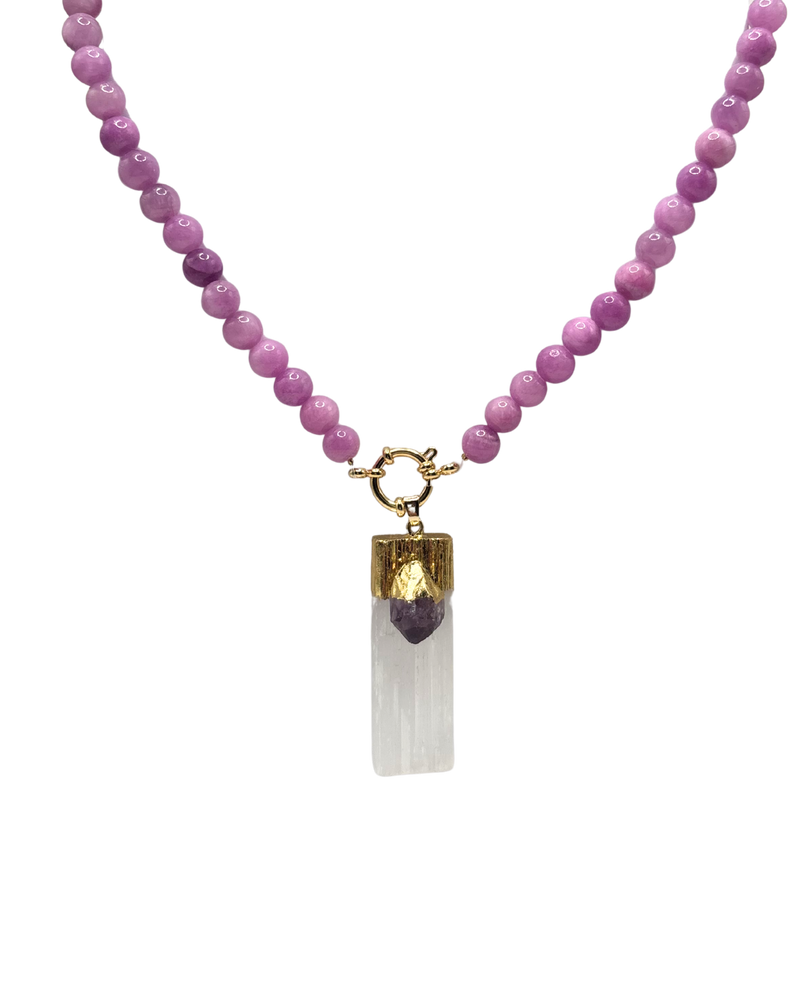 Golden beaded necklace - Lila jade
