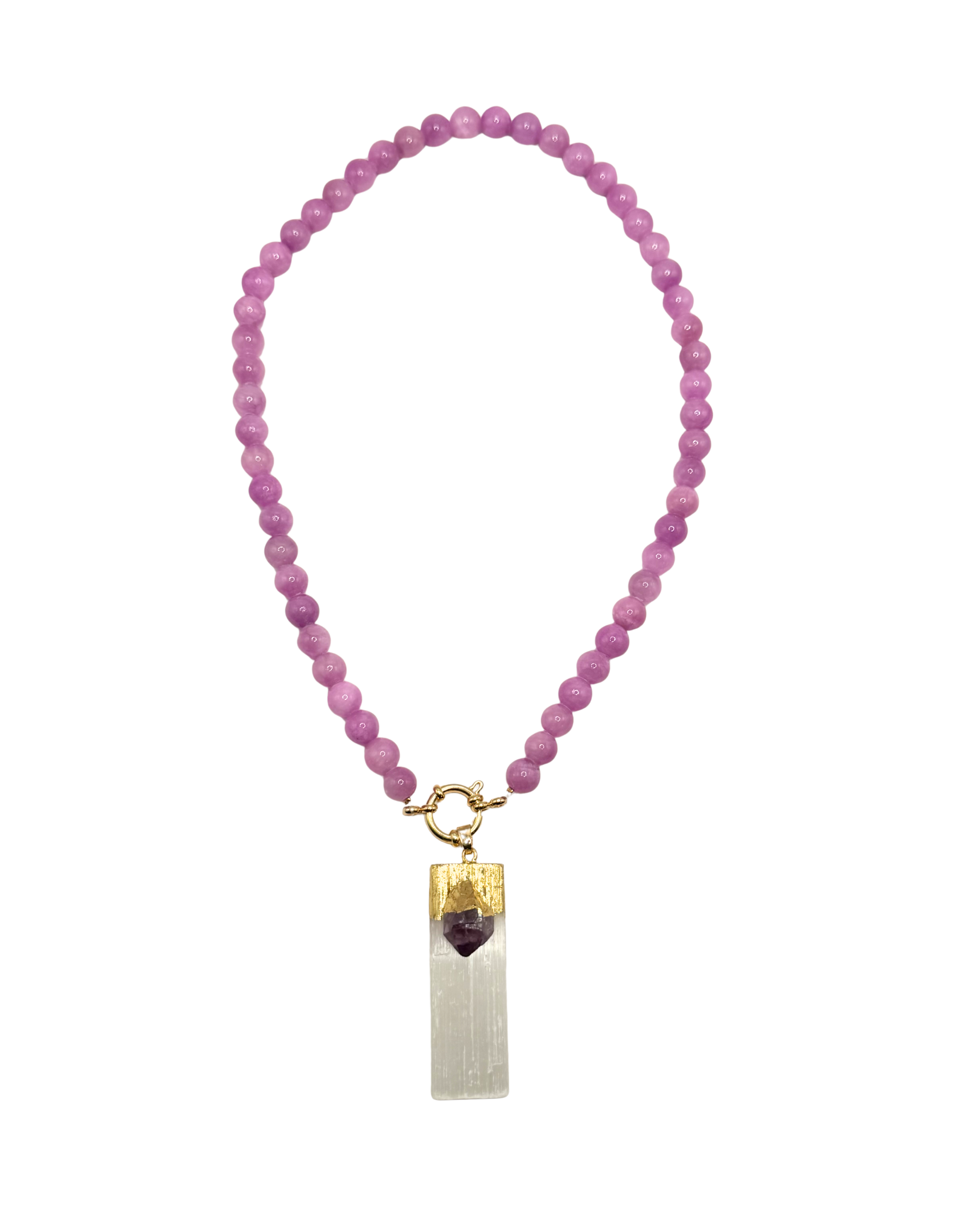 Golden beaded necklace - Lila jade