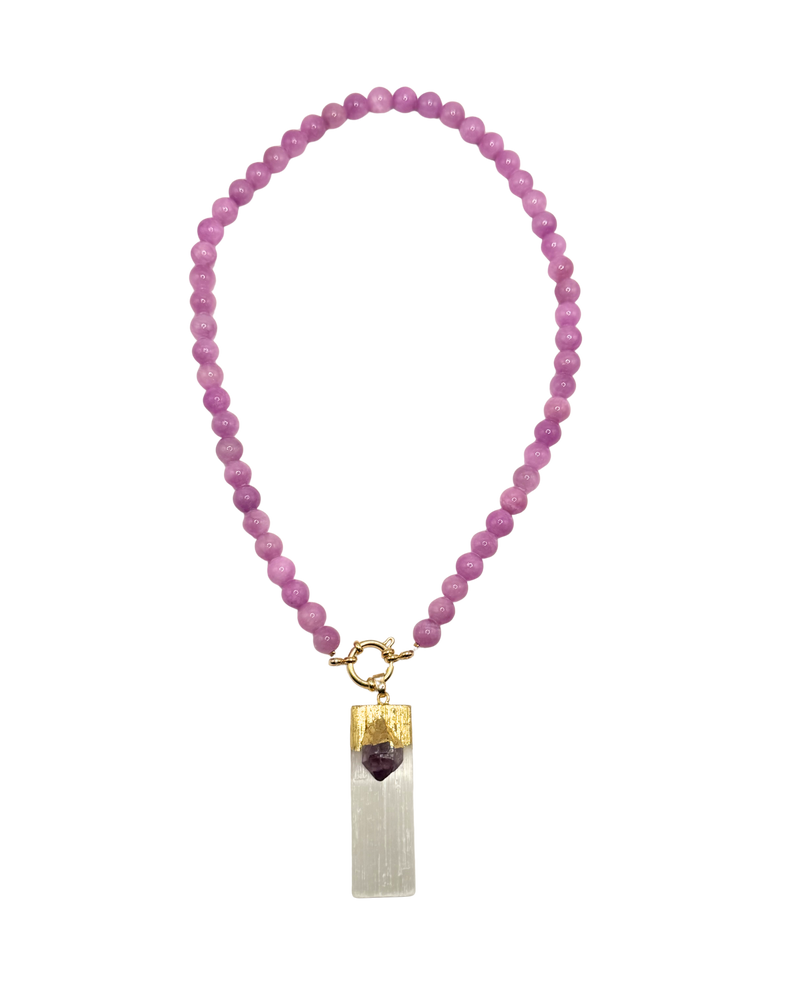 Golden beaded necklace - Lila jade