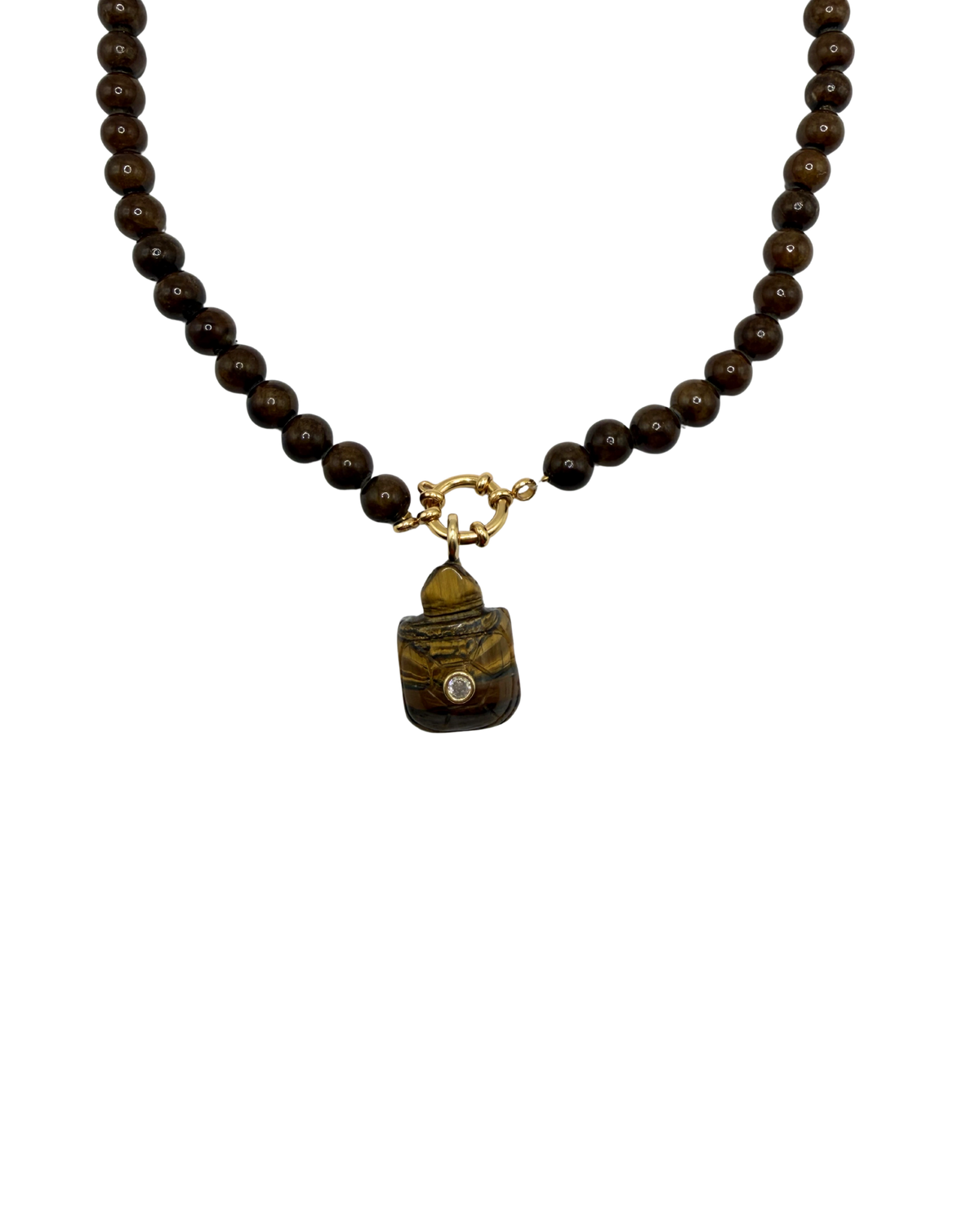 Golden beaded necklace - Chocolate