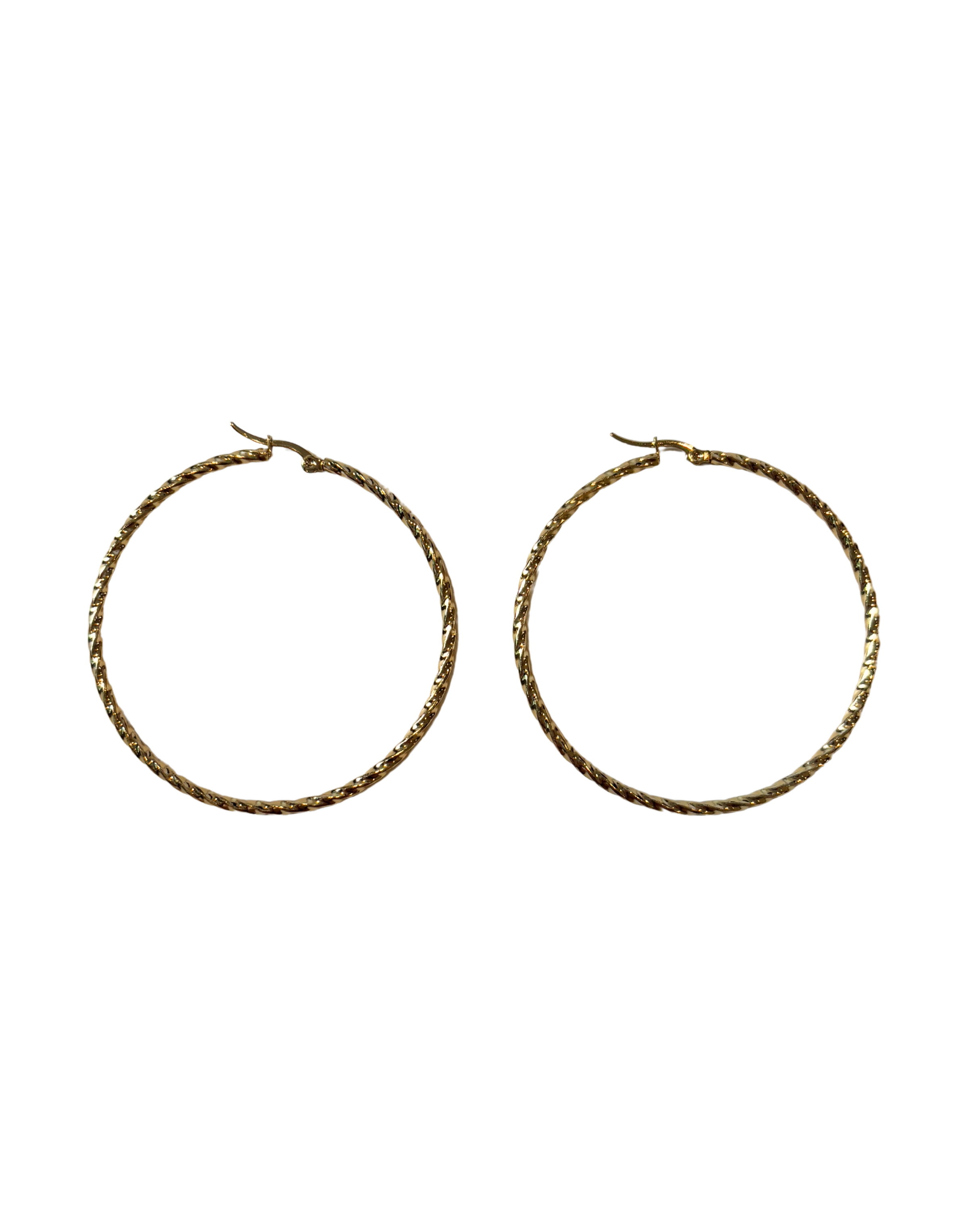 Golden big twisted hoops