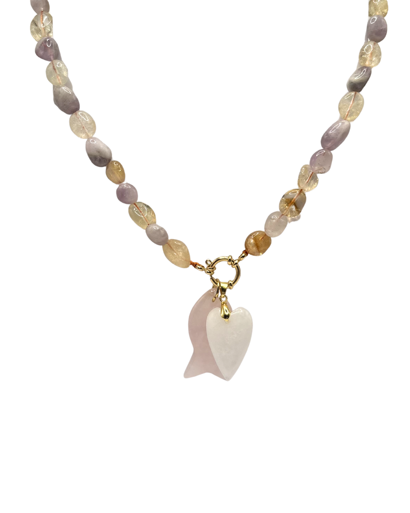 Golden beaded necklace - Mix jade