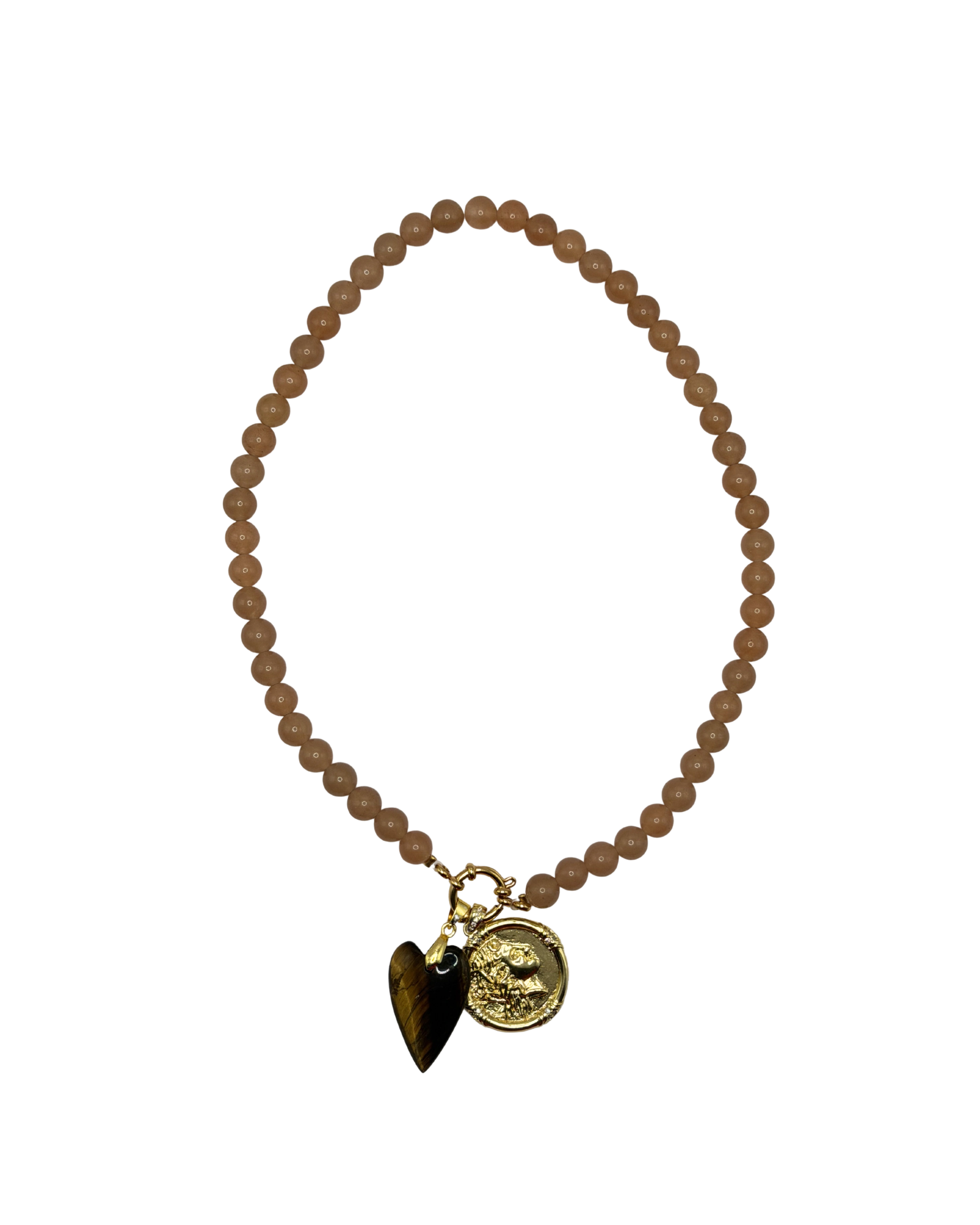 Golden beaded necklace - Taupe