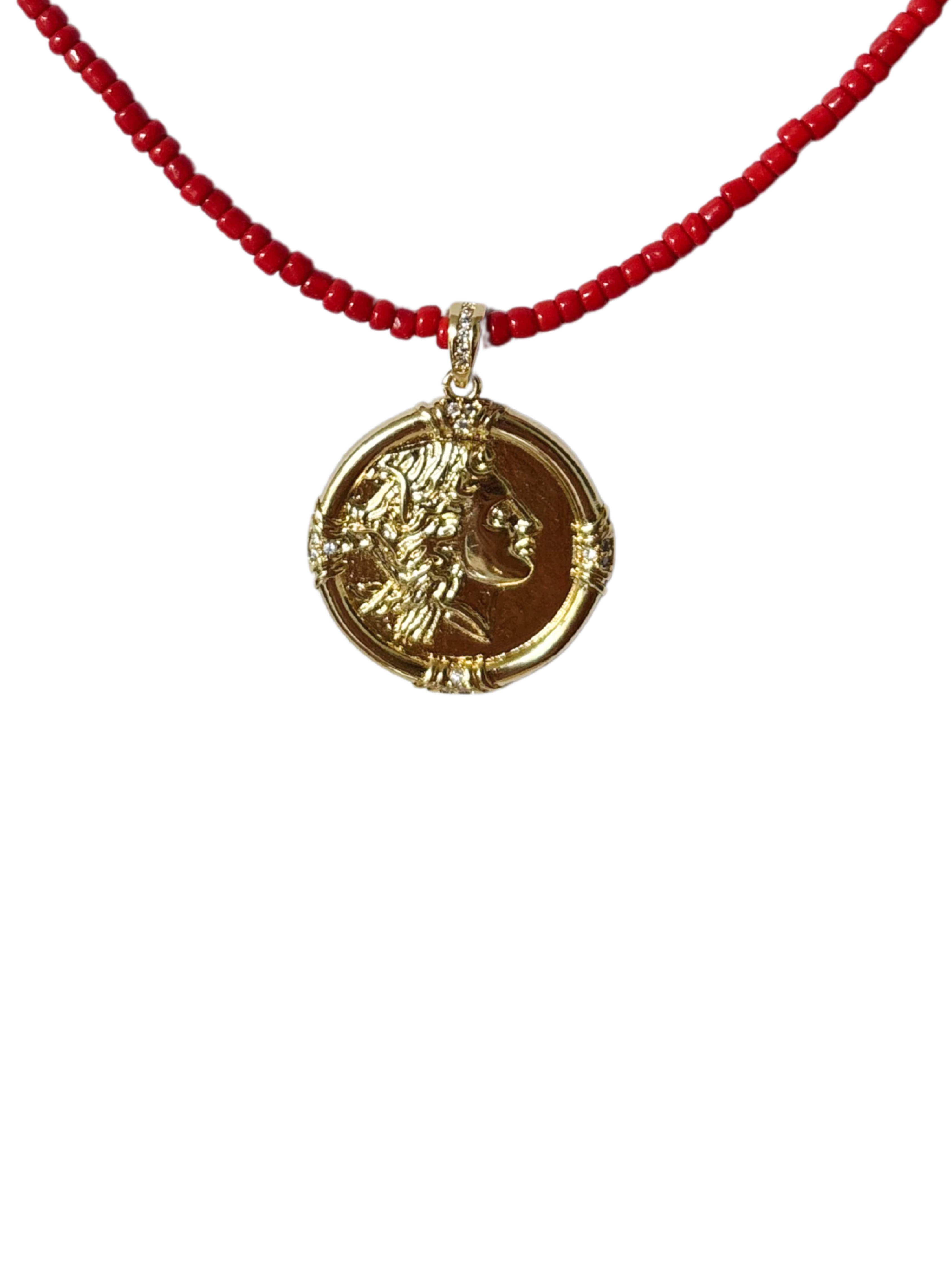 Red beads with coin