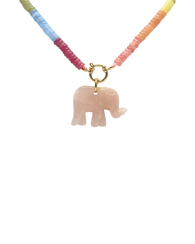 Golden beaded necklace - Pastel mix jade