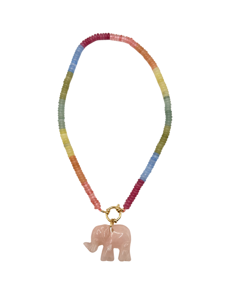 Golden beaded necklace - Pastel mix jade