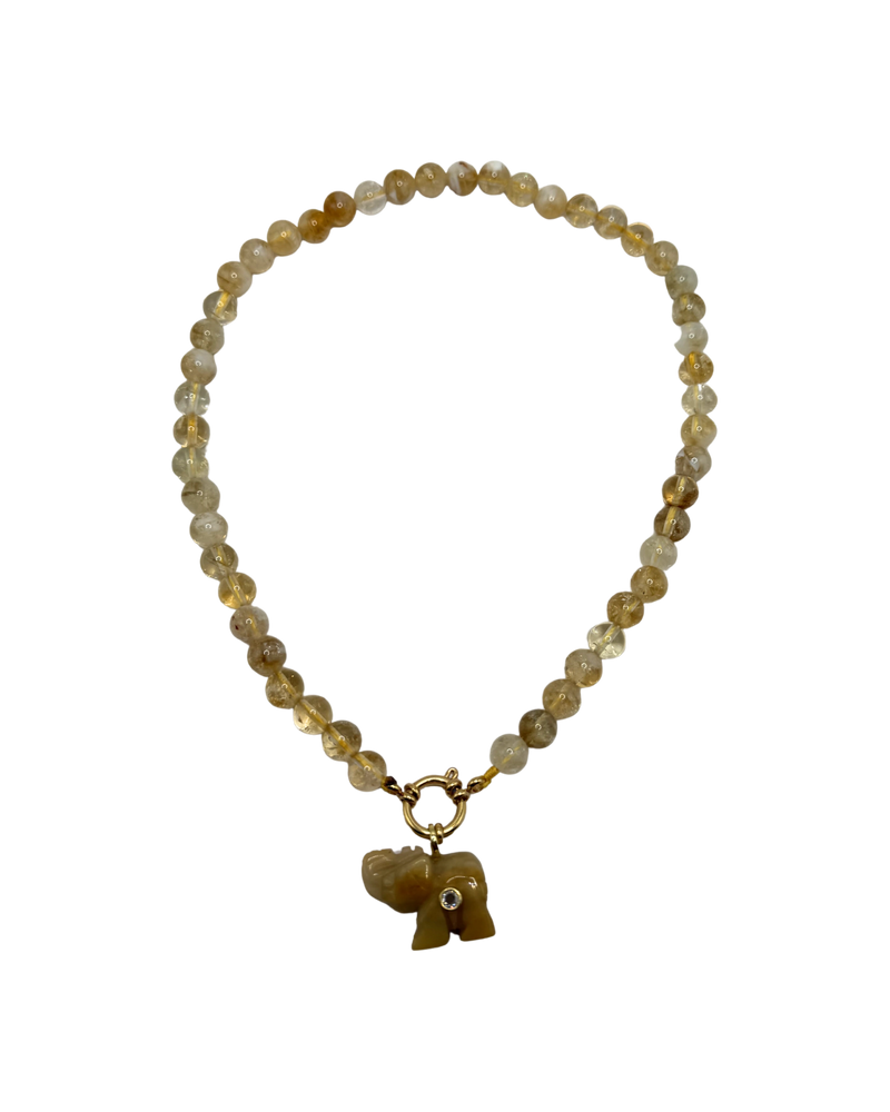 Golden beaded necklace - Olive