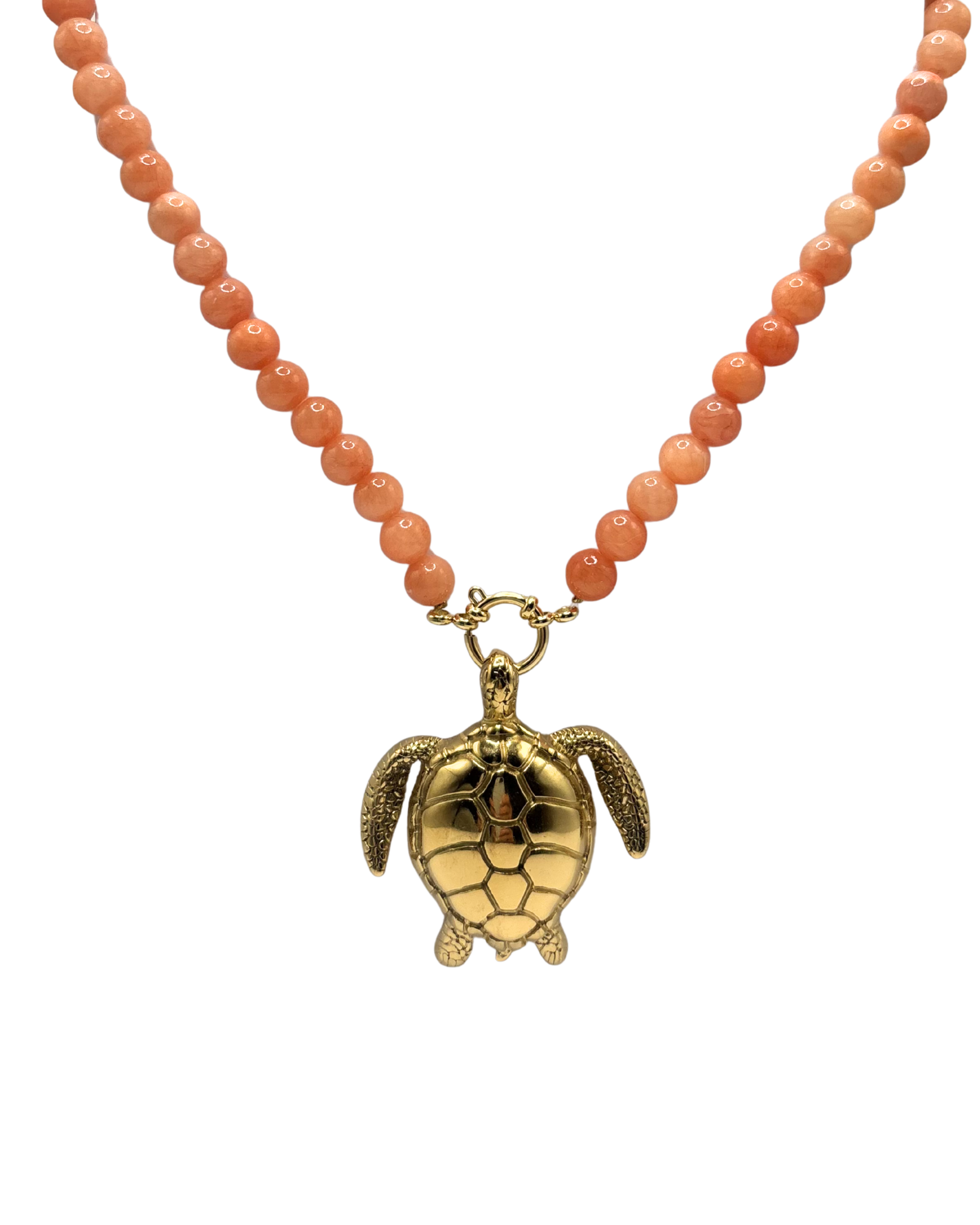 Golden beaded necklace - Orange jade