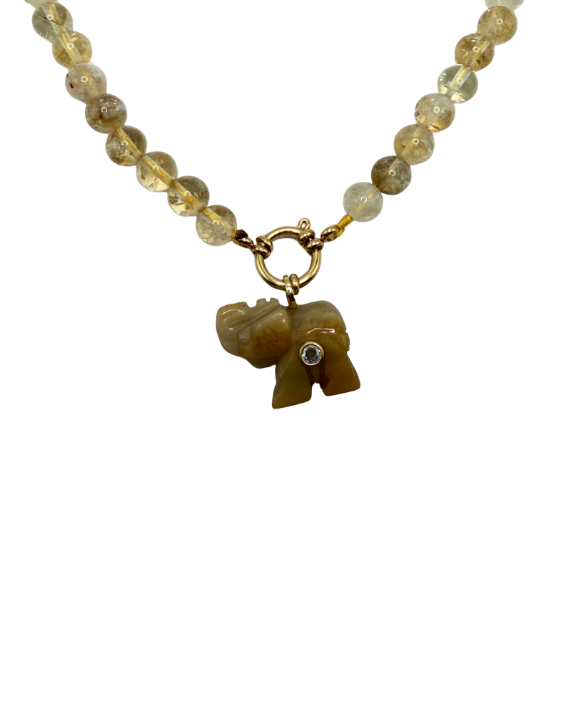 Golden beaded necklace - Olive