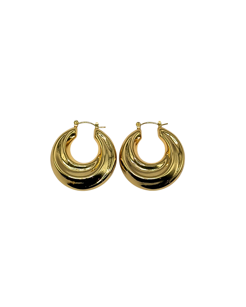 Golden round big vintage hoops