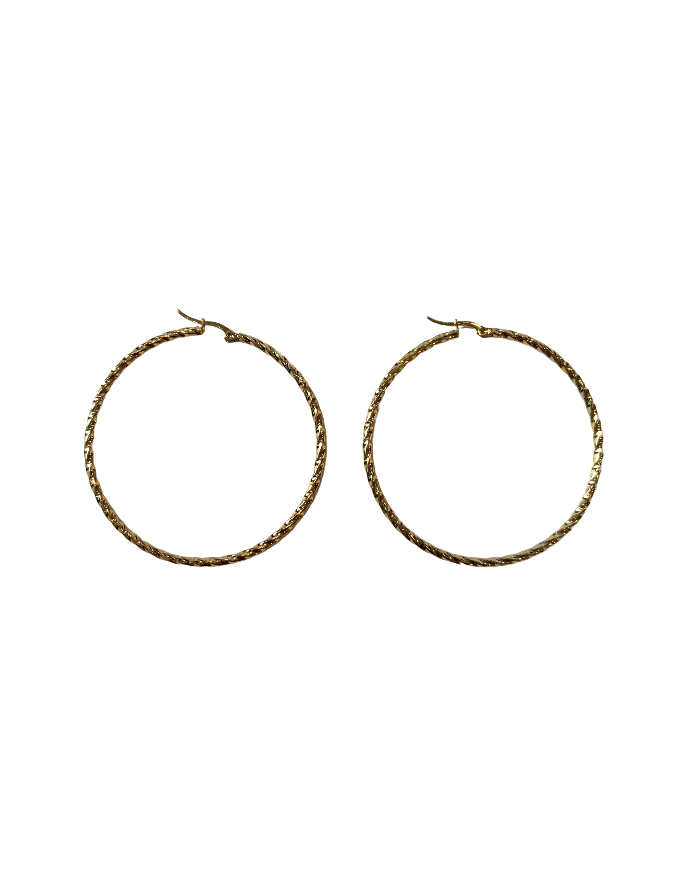 Golden big twisted hoops