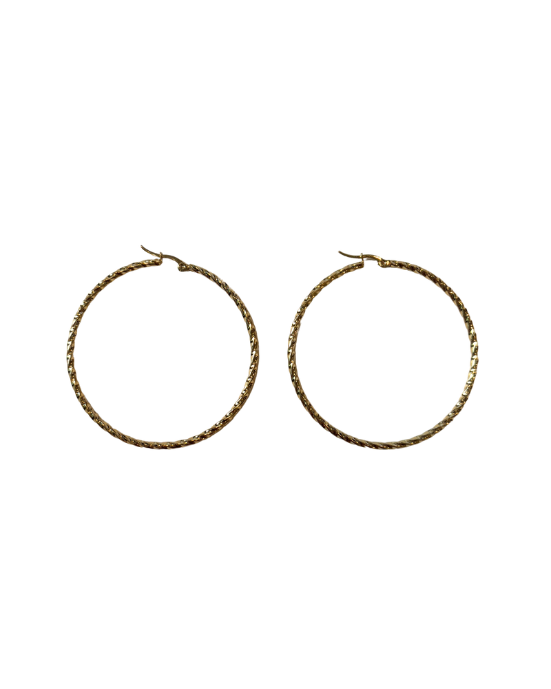 Golden big twisted hoops