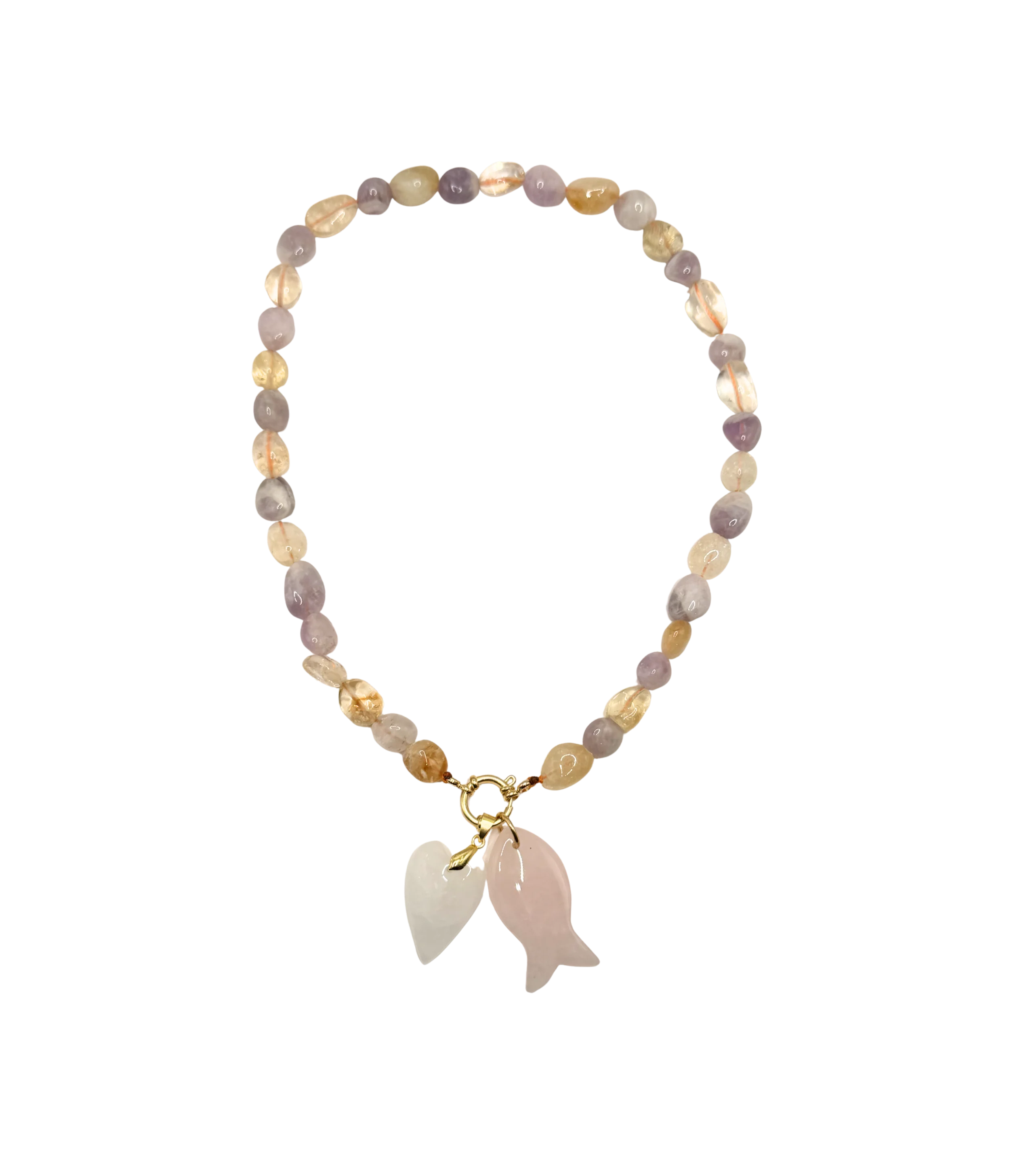 Golden beaded necklace - Mix jade