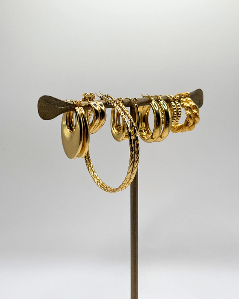 Golden big twisted hoops