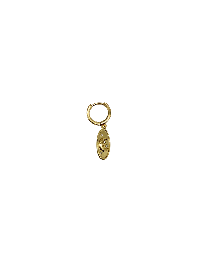Golden moon charm hoop