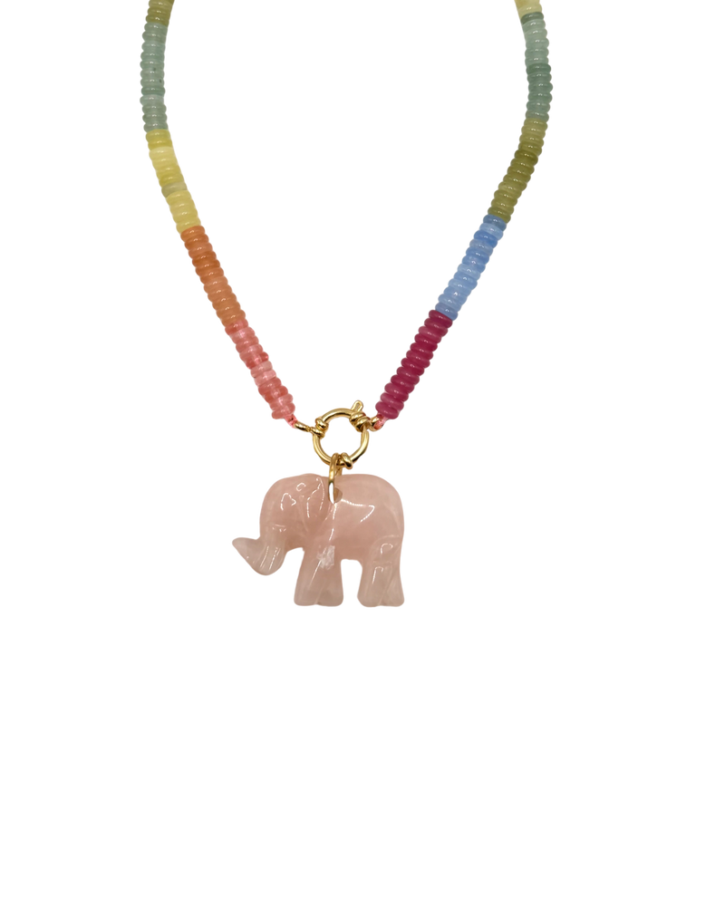 Golden beaded necklace - Pastel mix jade