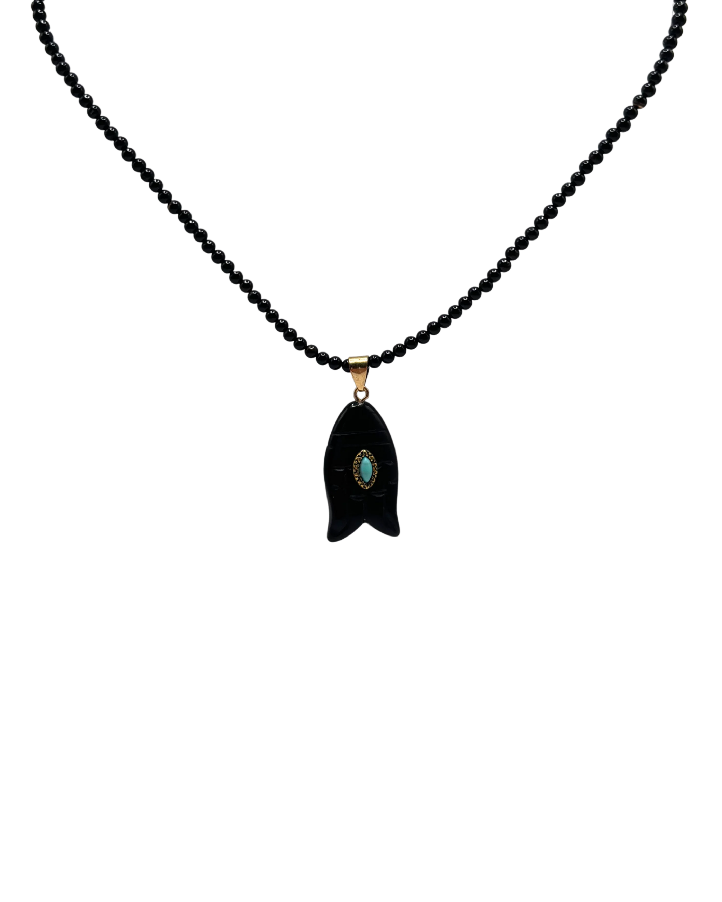 Golden black agate & obsidian fish