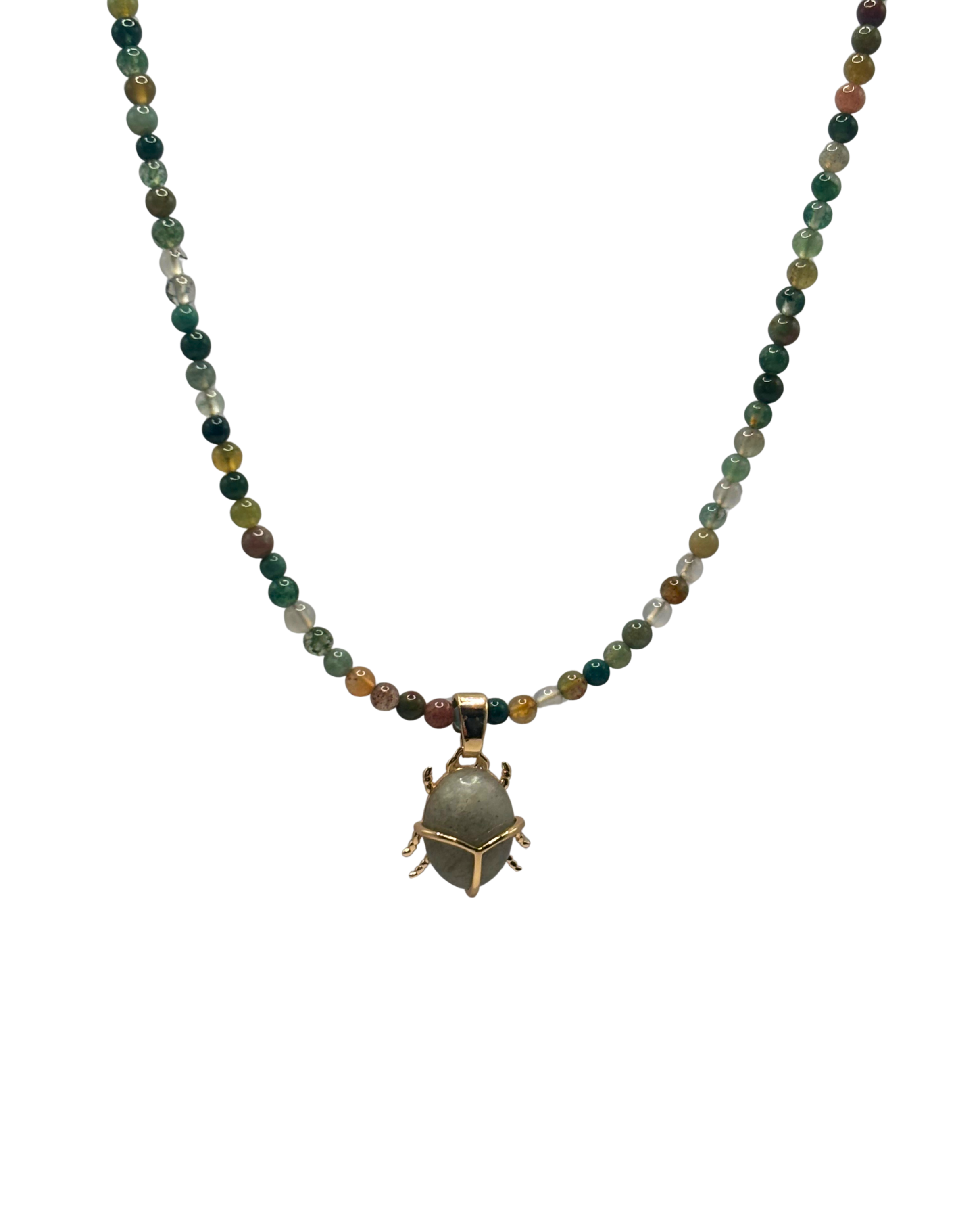 Agaat mix beetle necklace