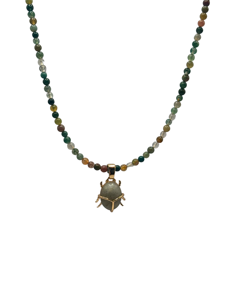 Agaat mix beetle necklace
