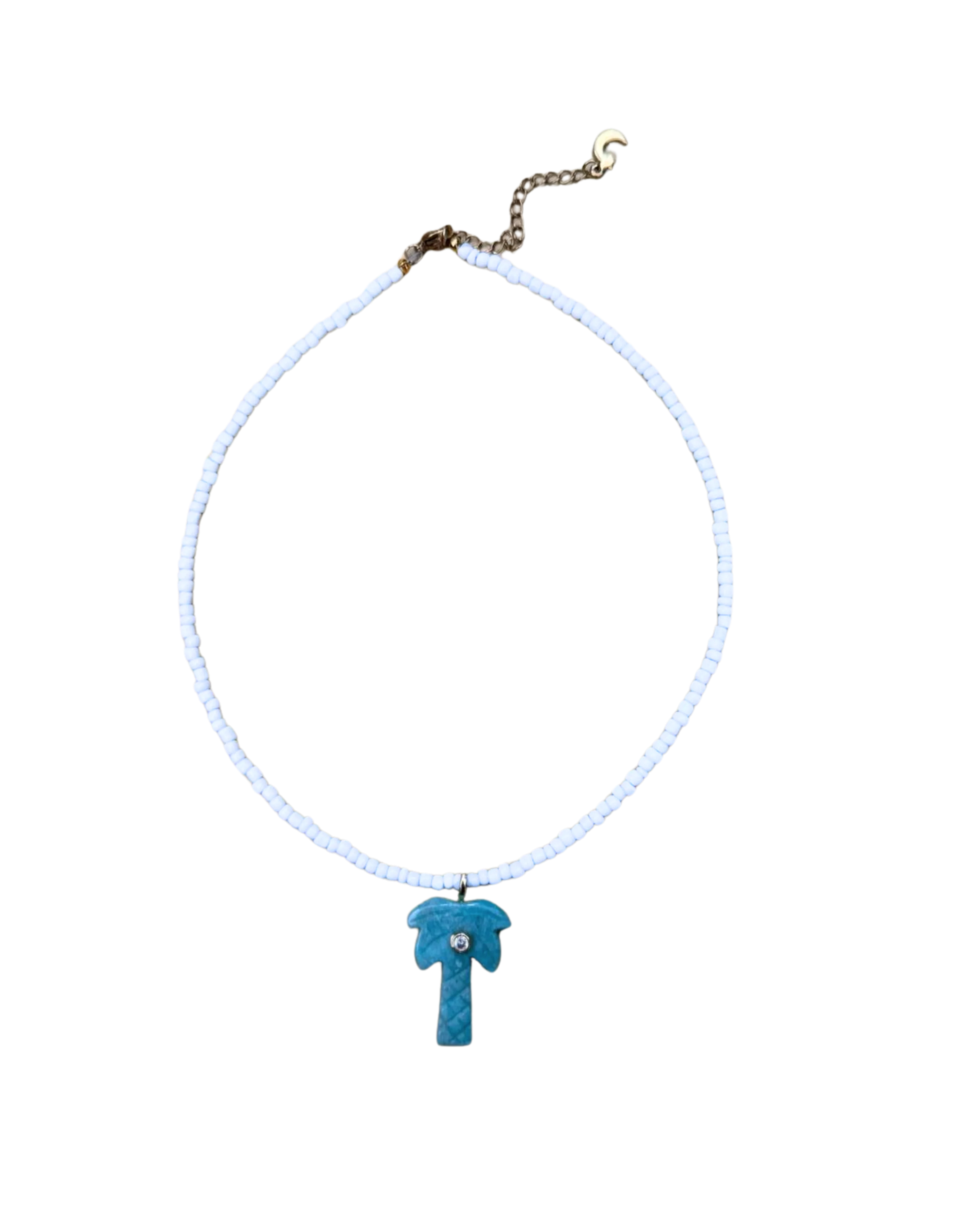 White beads with palmtree