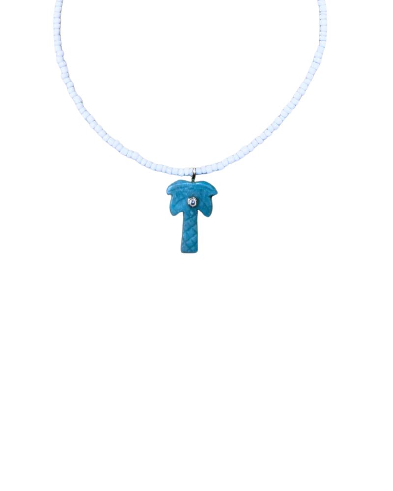 White beads with palmtree