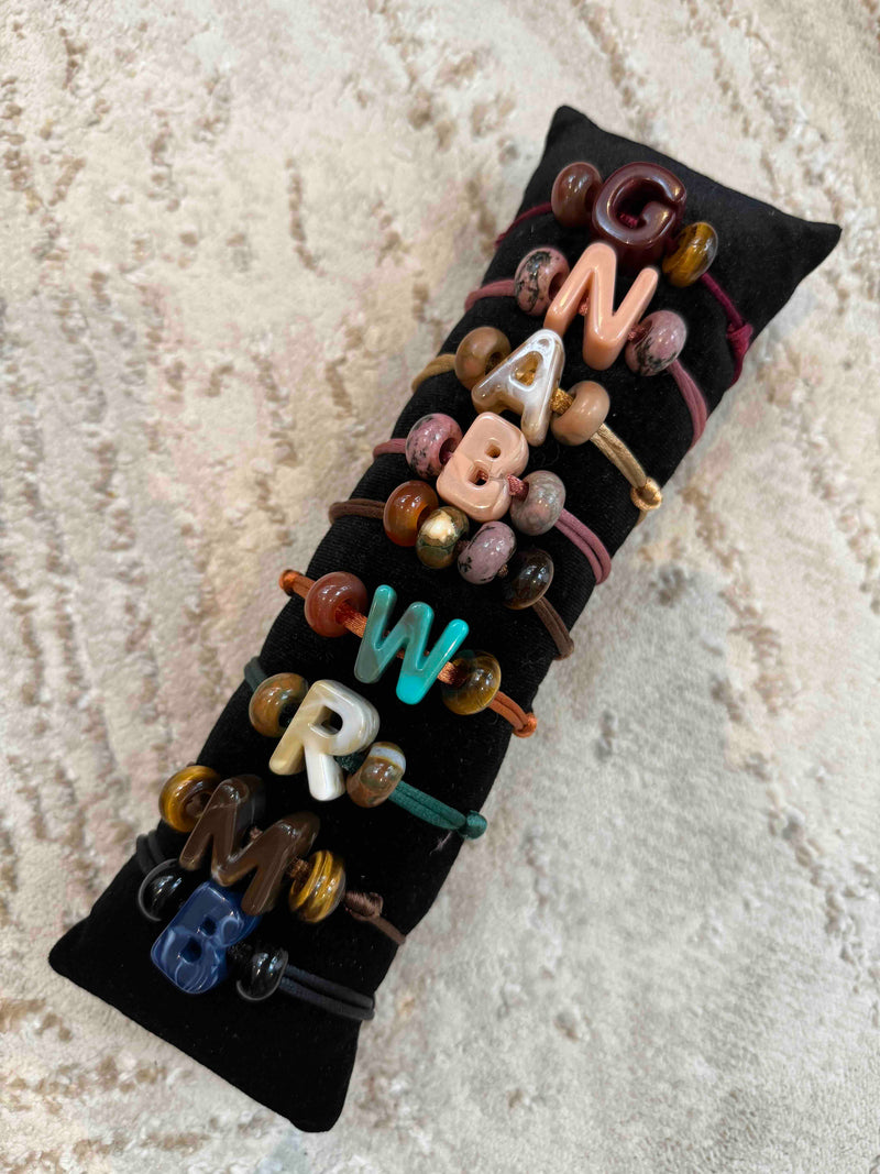 Gemstone letter bracelet