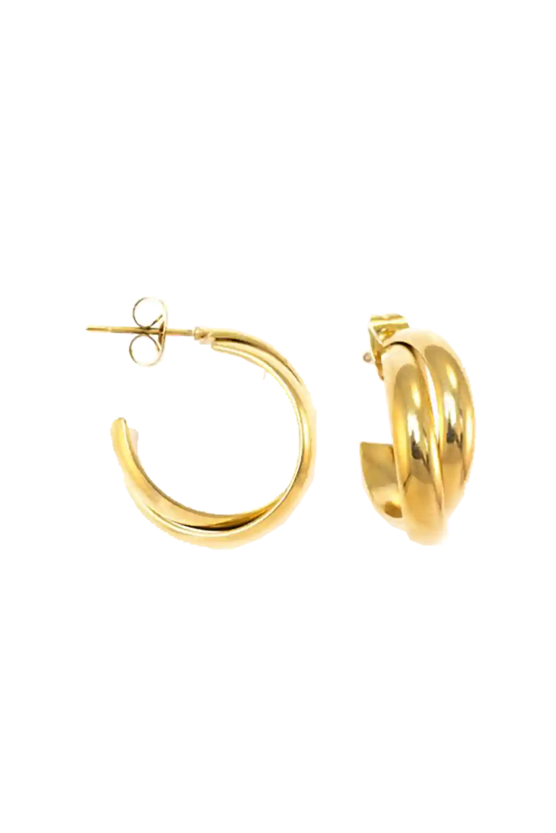 Golden double ear stud hoops