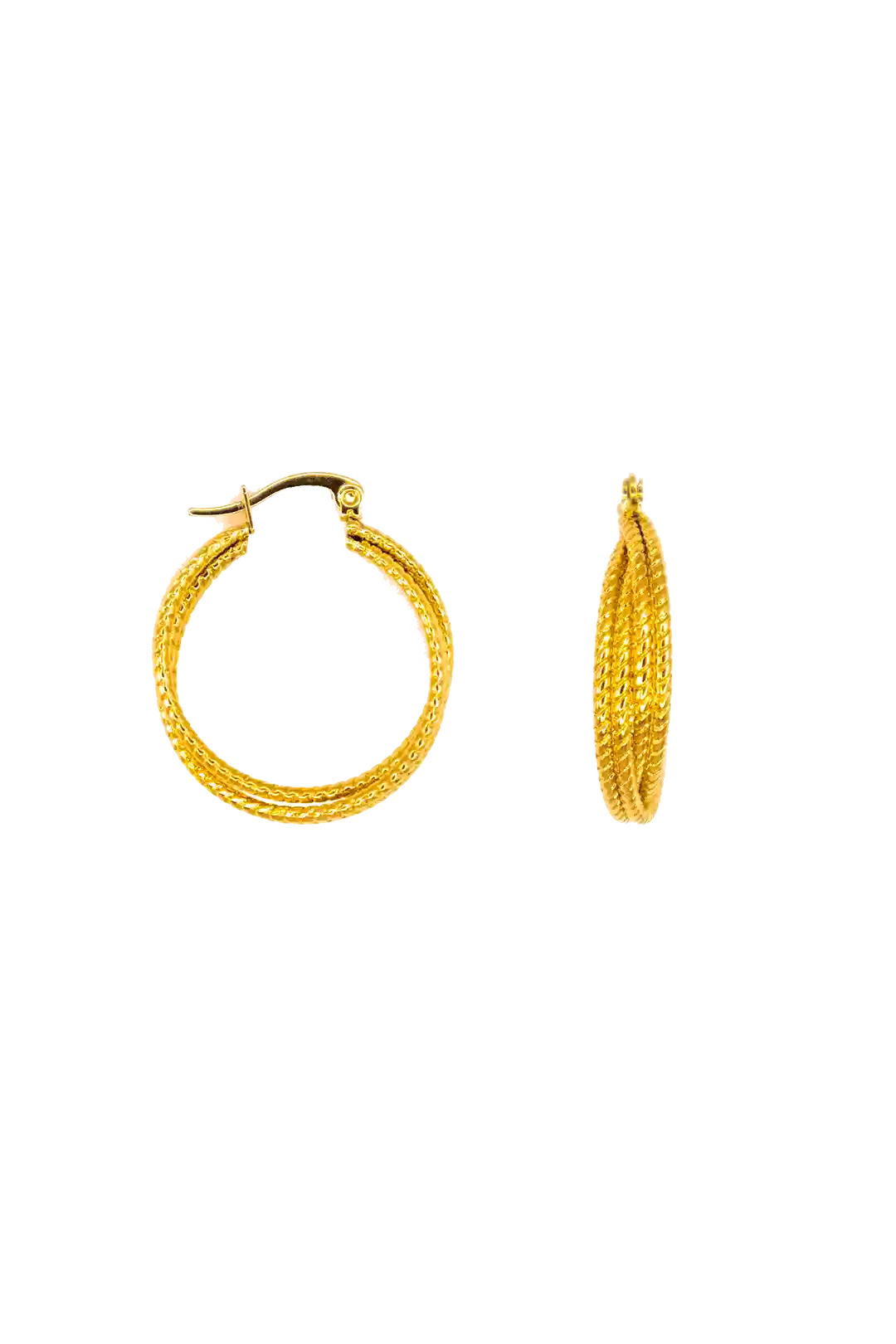 Golden double twisted hoops