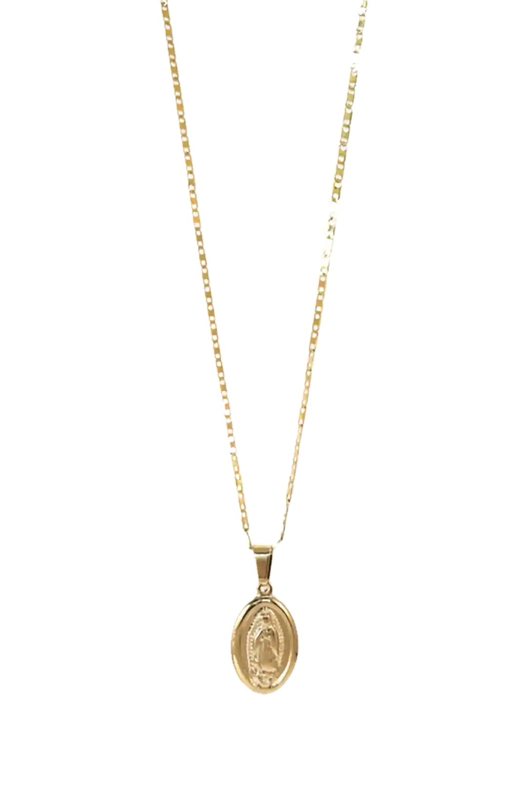 Golden oval Mary pendant