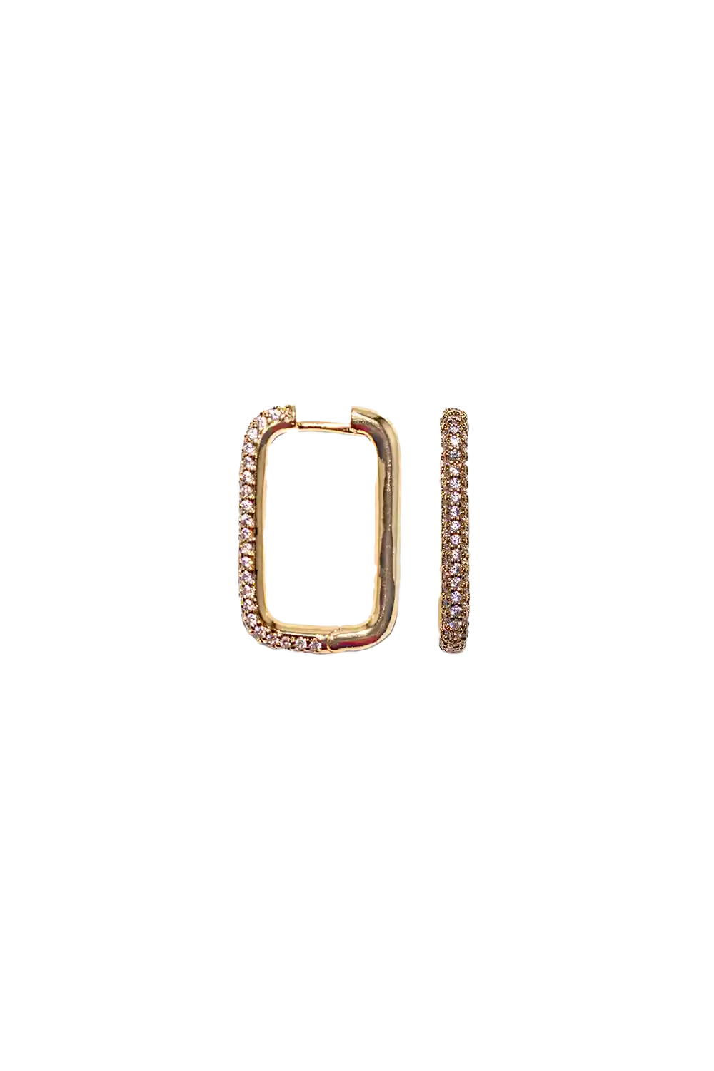 Golden white rectangle hoops