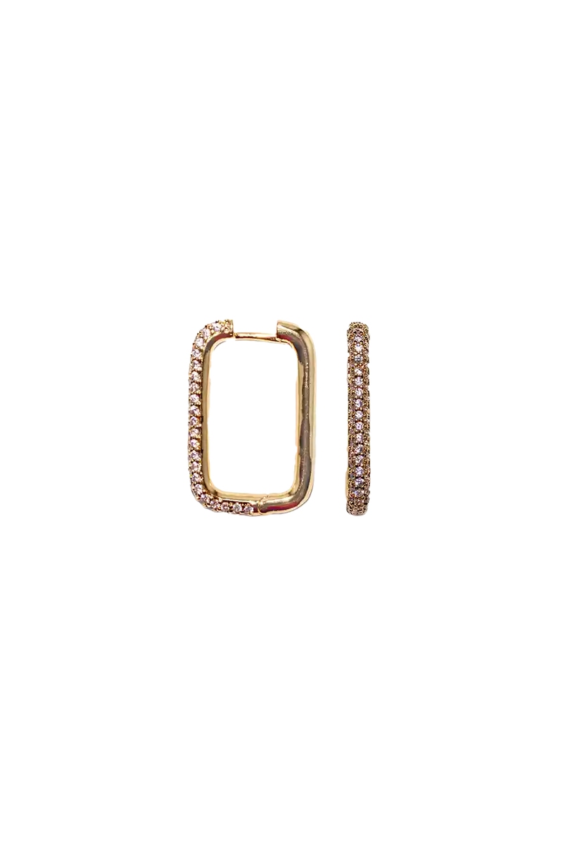 Golden white rectangle hoops