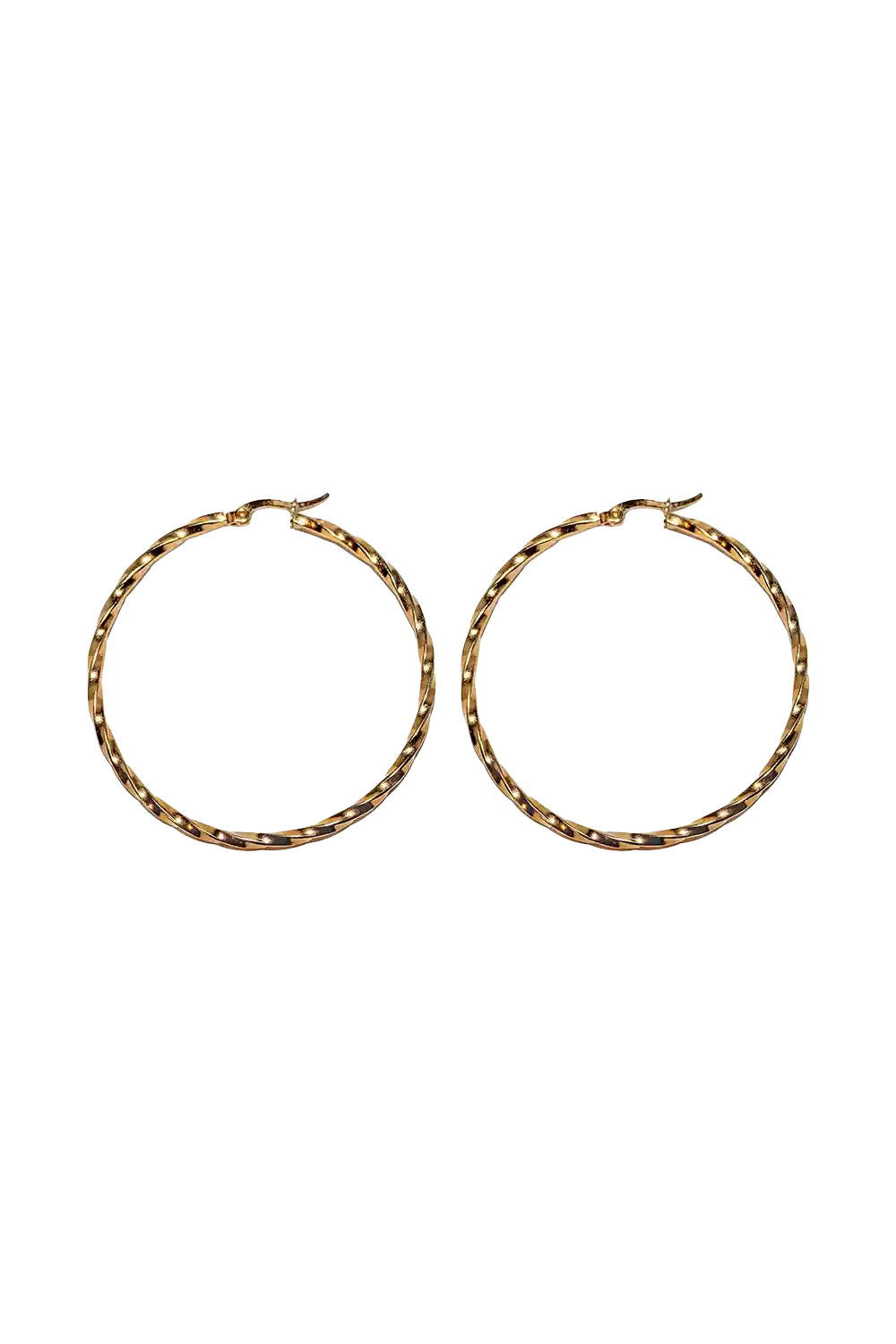 Golden big twisted hoops