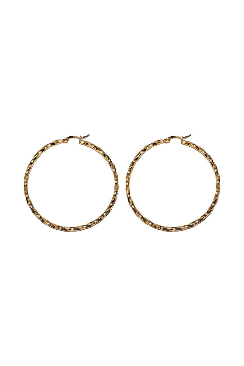 Golden big twisted hoops