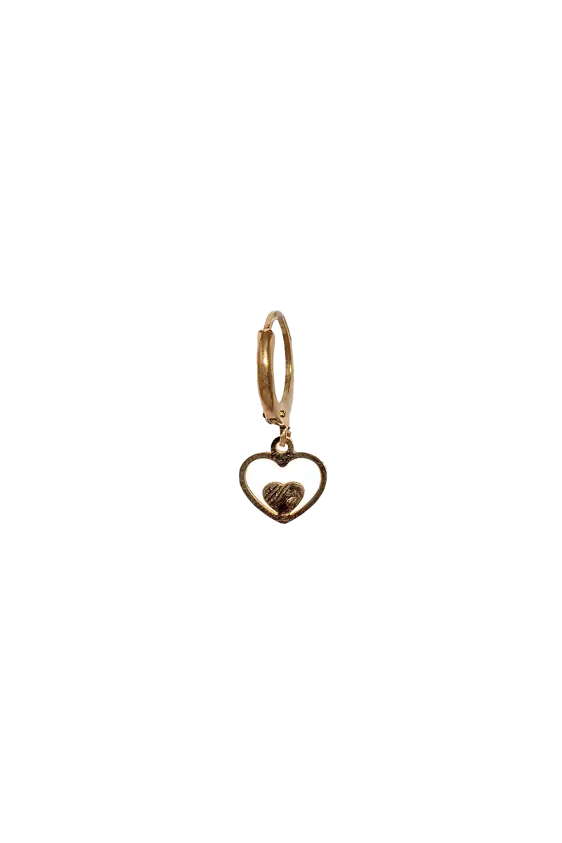 Golden double heart earring