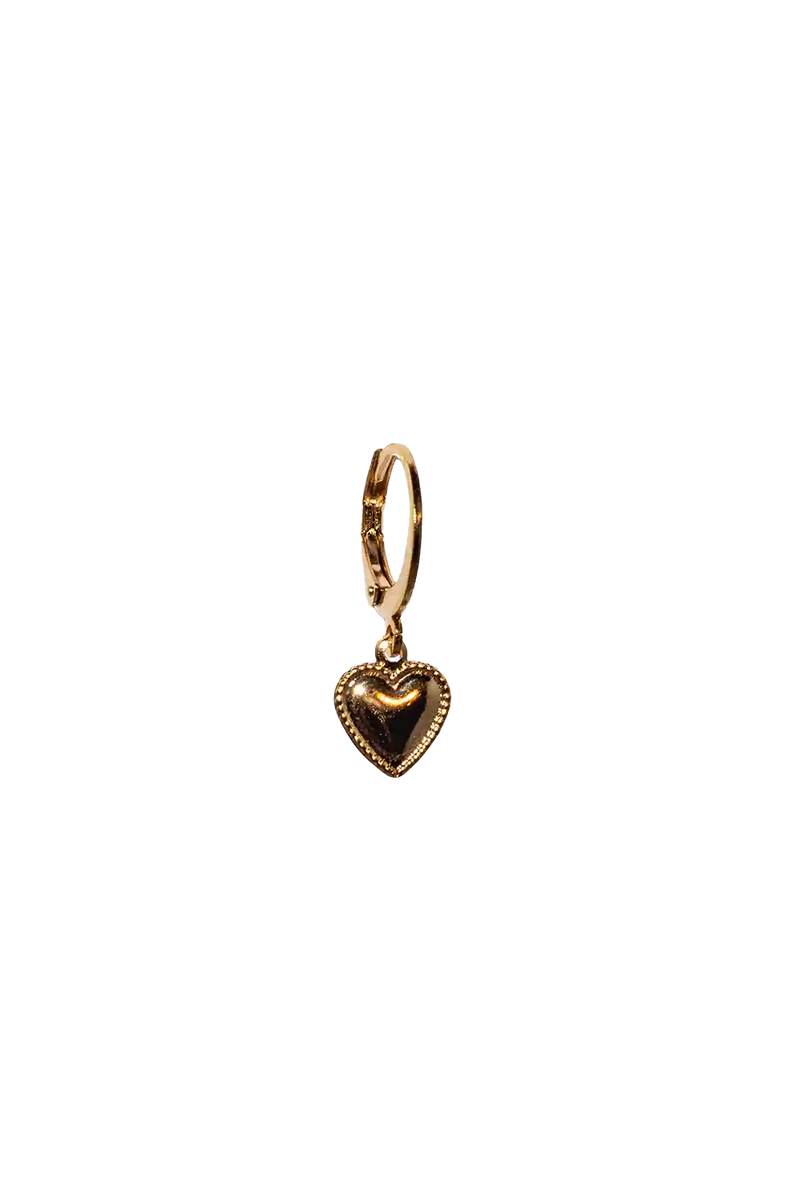 Golden heart with dots earring