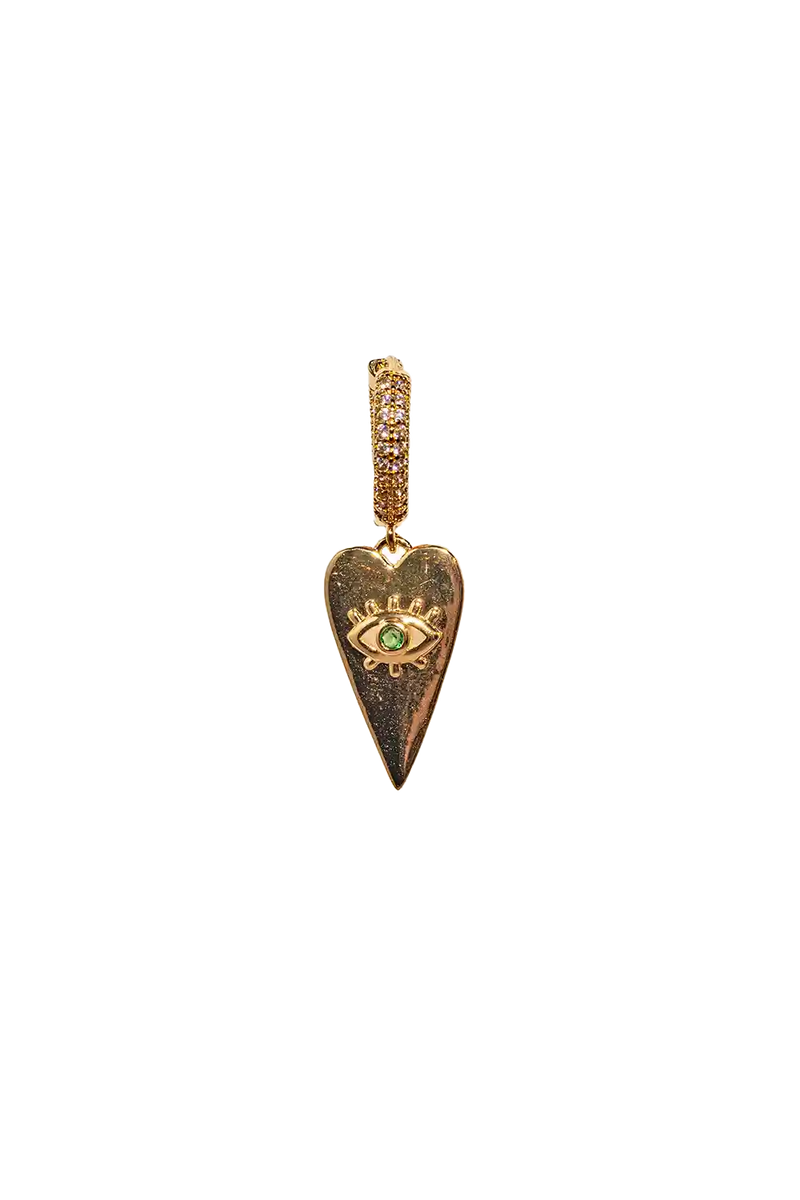 Golden eye green stone heart