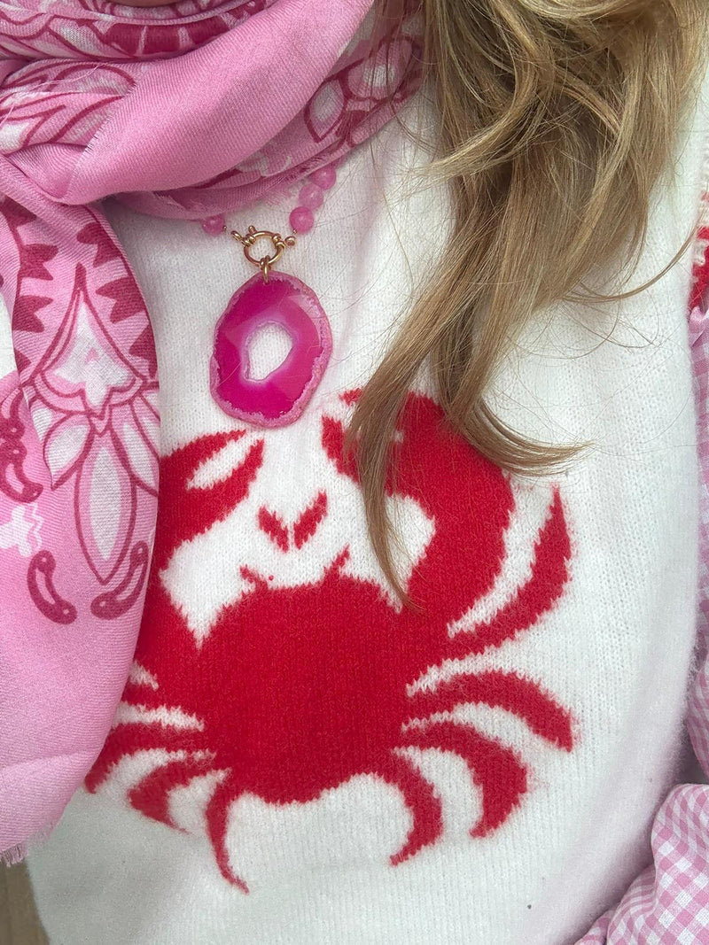 Golden beaded necklace - pink jade