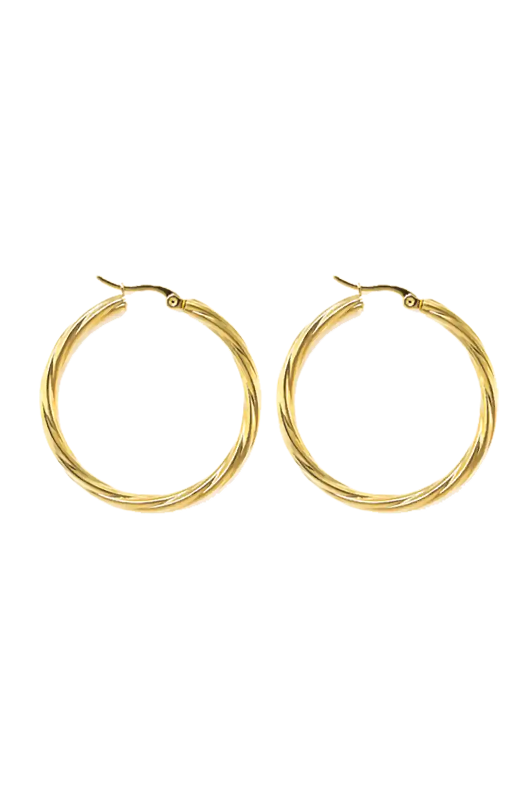 Golden twisted hoops (40mm)