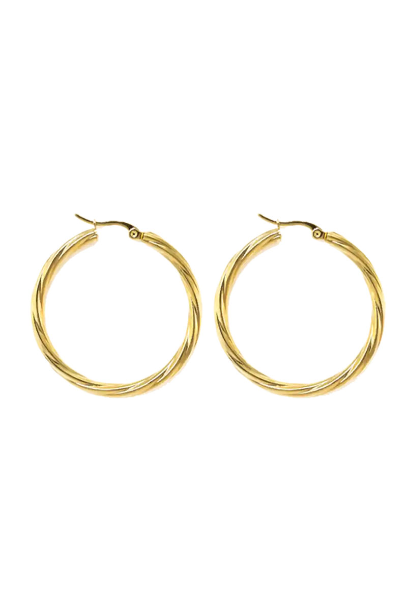 Golden twisted hoops (40mm)